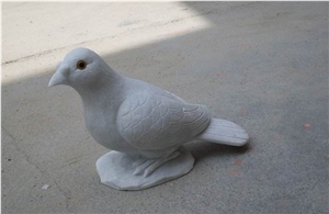Bird Stone Sculpture, White Granite Sculpture