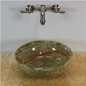 Green Onyx Wash Basin Vessel, Onyx Sink& Basin