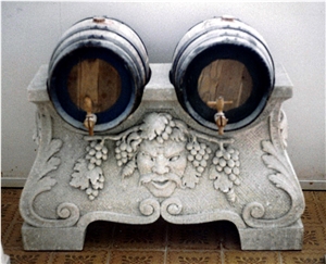Baccus Cask Rack, White Limestone Home Decor