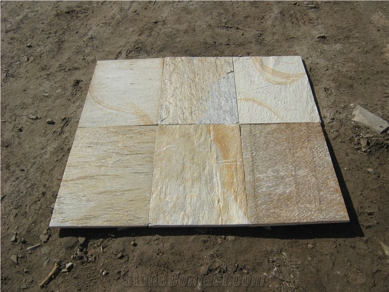 014 Slate, Yellow Slate Slabs & Tiles