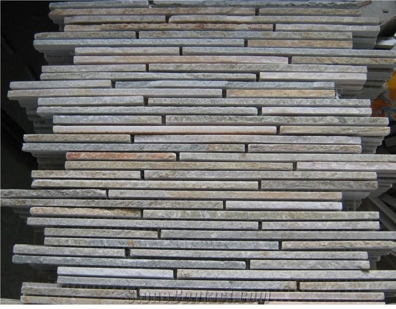 Yellow Slate Linear Strips Mosaic