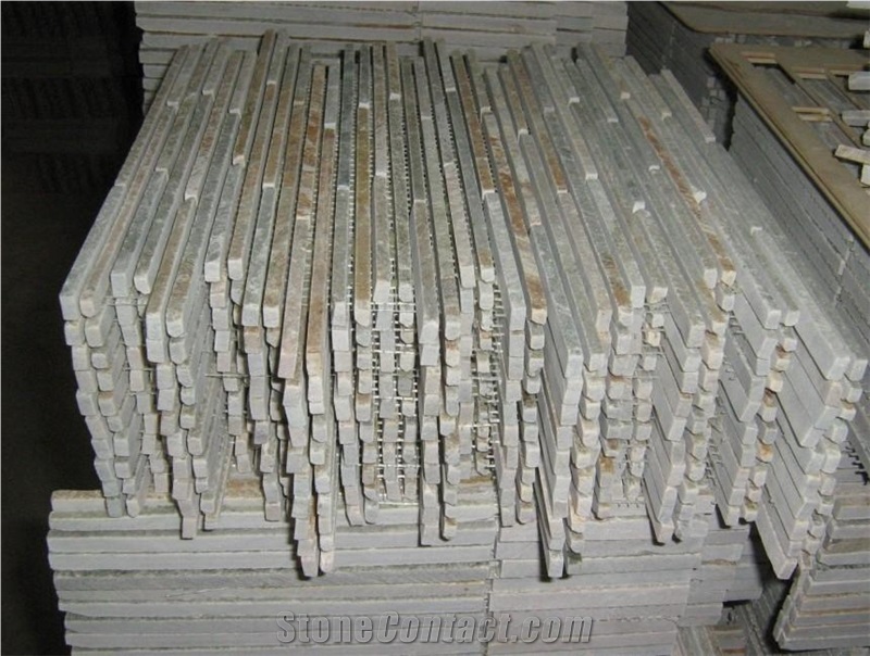 Yellow Slate Linear Strips Mosaic