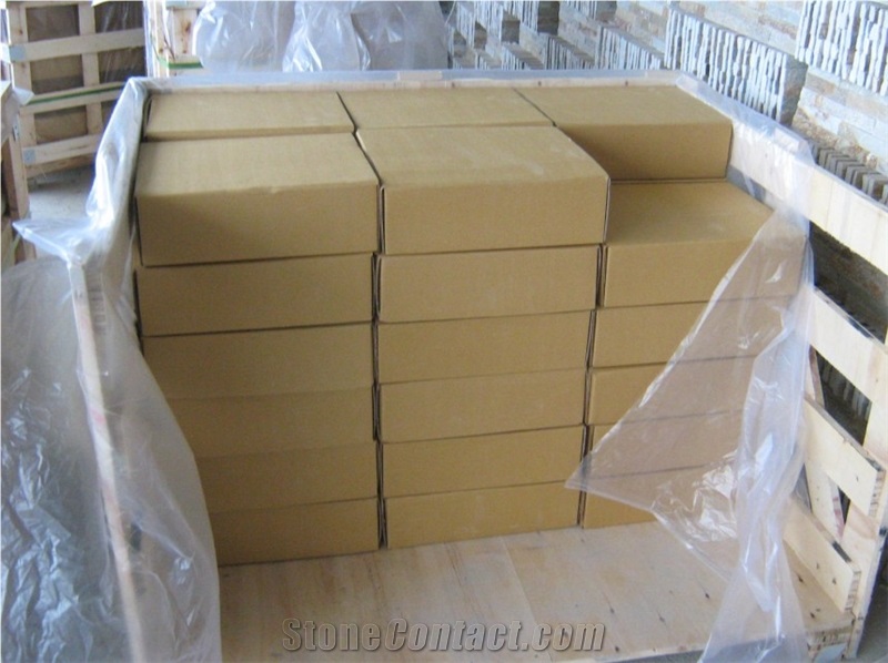 Yellow Slate Linear Strips Mosaic