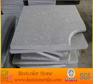 Black and Silver Grey Granite Flamed & Brushed Bullnose Swimming Pool Coping, G603 Silver Grey Granite Swimming Pool Coping