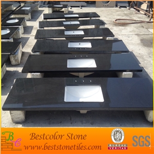 China Absolute Black Granite Bath Top Mounted with Porcelain Bowl (Packing in Styrofoam Box)