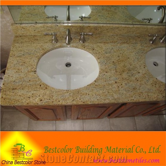 Giallo Santa Cecilia Granite Topazic Imperial / Giallo Sfreal / Vanity Top with Cabinet