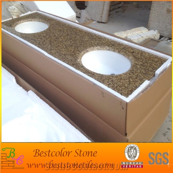 Giallo Veneiiano / Giallo Fiorito / Giallo Veneziano Fiorito Granite Vanity Top Mounted with Porcelain Bowl (Packing in Styrofoam Box)