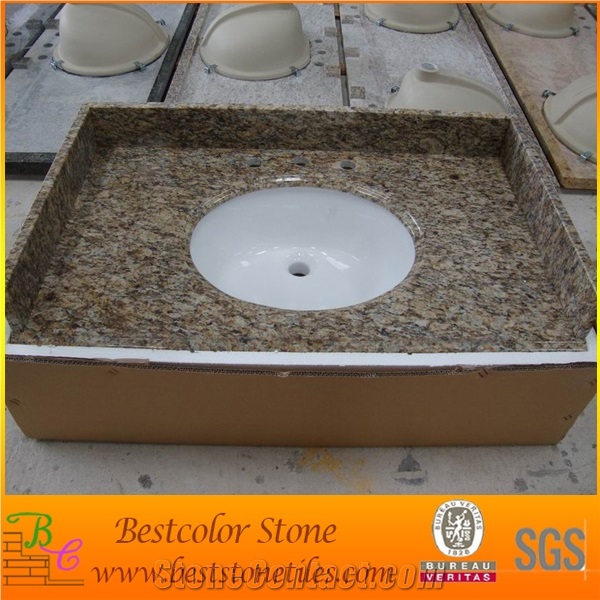 Giallo Veneziano Granite Vanity Top Mounted with Porcelain Bowl (Packing in Styrofoam Box)