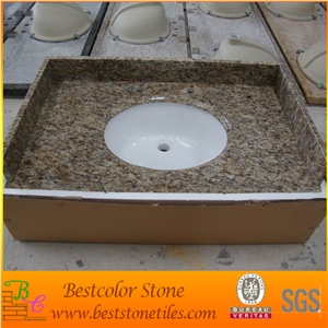 Giallo Veneziano Granite Vanity Top Mounted with Porcelain Bowl (Packing in Styrofoam Box)