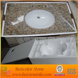 Tiger Skin Rusty Granite Vanity Top Mounted with Porcelain Bowl (Cardboard Packing)