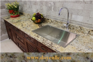 Antique Persa Gold Granite Kitchen Countertops with Kitchen Sink