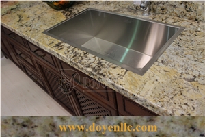 Antique Persa Gold Granite Kitchen Countertops with Kitchen Sink