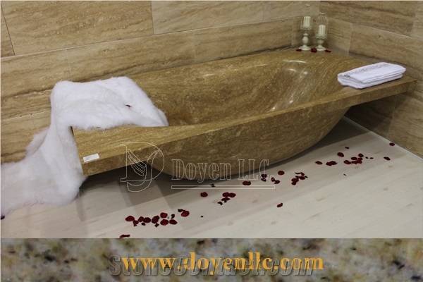 Beige Travertino Romano Bathtub & Walling Tile,Travertino Romano Travertine Bathtubs