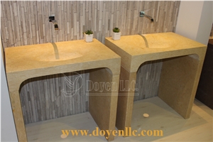Perlato Sf Beige Marble Bathroom Vanity Tops with Basins