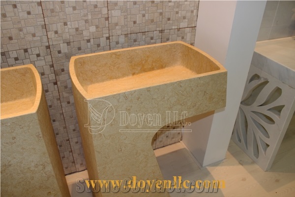 Perlato Sf Beige Marble Bathroom Vanity Tops with Basins