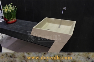 Perlato Sf Beige Marble Bathroom Vanity Tops with Basins