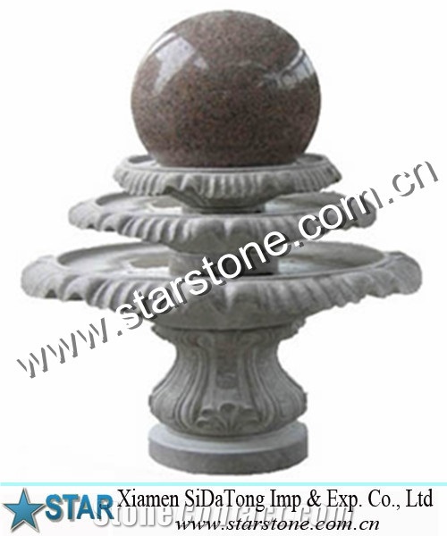 Certification Landscape Stone,Red Granite Ball Fountain