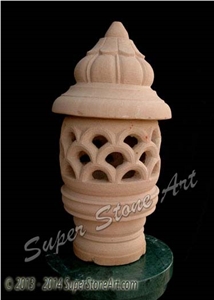 Lamp, Lanterns, Lanterns Supplier, Pink Sandstone Lanterns, Post Lamps, Stone Post Lamps, Garden Lamps, Night Lamps, Decorative Light, Jodhpur Pink Sandstone Garden Lamps