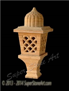 Yellow Rainbow Sandstone Lamp, Lantern, Decorative Light, Outdoor Light