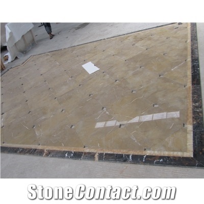 Wellest G806 Spaish Gold + J116 Honey Onyx + M815 Portoro Square Marble Pattern Medallion