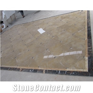 Wellest G806 Spaish Gold + J116 Honey Onyx + M815 Portoro Square Marble Pattern Medallion