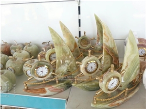 Clock, Multi Green Onyx Home Decor