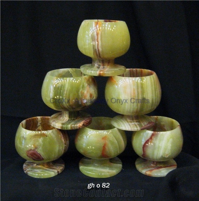Wine Goblet, Multi Green Onyx Home Decor