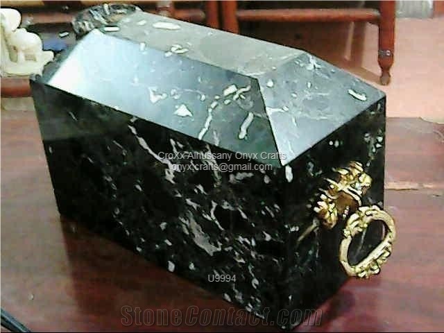 Zebra Black Marble Cremation Urns
