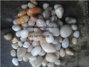White Pebble Stone in Narmada River in India, River Pebble Stones
