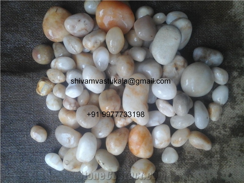 White Pebble Stone in Narmada River in India, River Pebble Stones