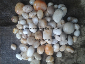 White Pebble Stone in Narmada River in India, River Pebble Stones