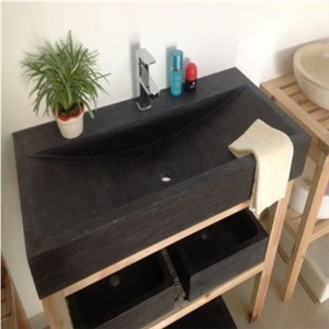 Blue Limestone Large Basin with Faucet Hole