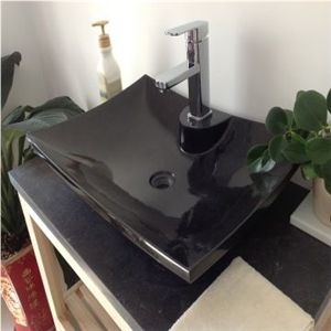 Mongolia Black Granite Bathroom Sink with Faucet Hole