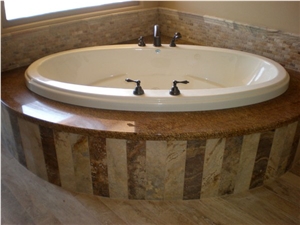 Yellow Rust Granite and Amazon Star Granite Bathtub Surround