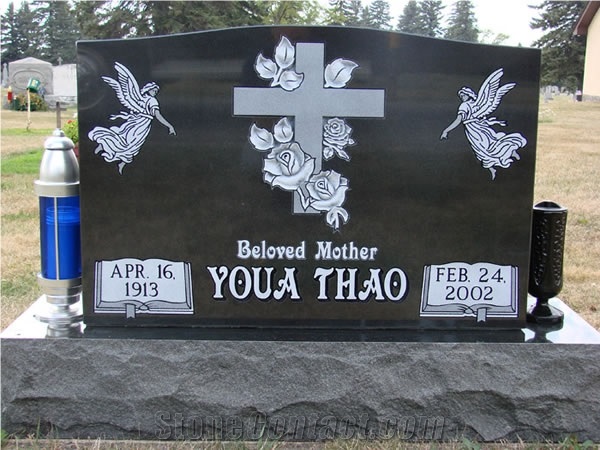 Jet Mist Granite Black Headstone