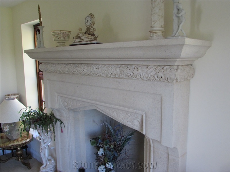 Westwood Bath Stone Carved Fireplace, Westwood Bath Stone Limestone Fireplaces