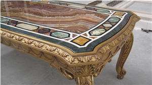 Onice Red Vulcano Onyx Inlay Tabletops