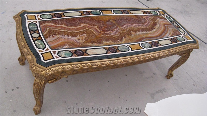 Onice Red Vulcano Onyx Inlay Tabletops