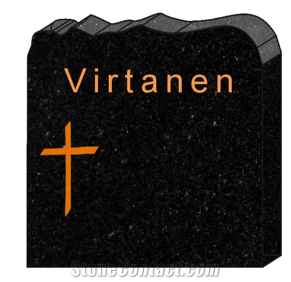 Engraved Karelia Black Granite Headstone
