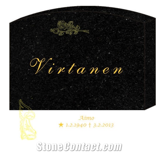 Swedish Standard Black Granite Headstone