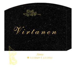 Swedish Standard Black Granite Headstone