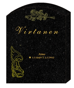 Swedish Standard Black Granite Headstone