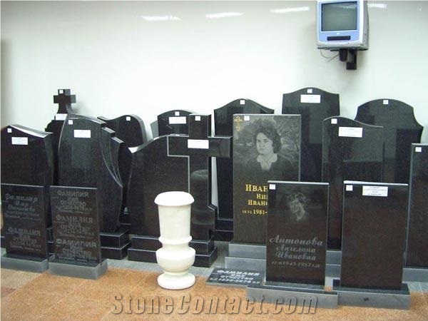 Black Gabbro, Karelia Black Granite Tombstones