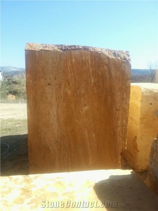 Golden Travertine(Yellow Travertine,Giallo Travertine,Amarillo Travertine) Block
