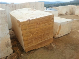 Golden (Yellow) Travertine Block, Turkey Yellow Travertine