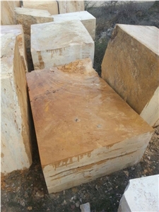 Golden (Yellow) Travertine Block, Turkey Yellow Travertine