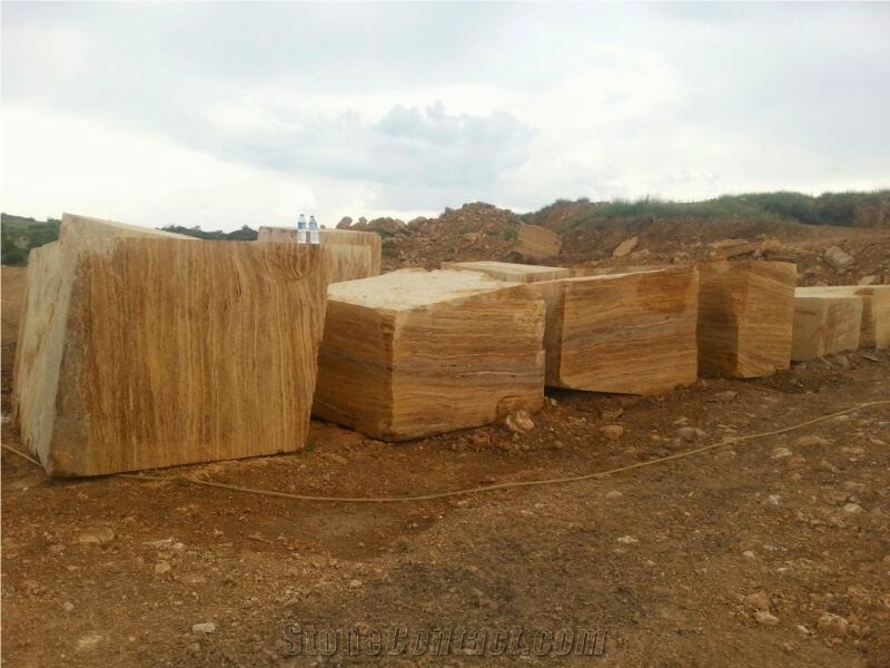 Yellow (Golden,Amarillo,Giallo) Travertine Blocks, Slabs, Tiles, Antea Yellow Travertine Block