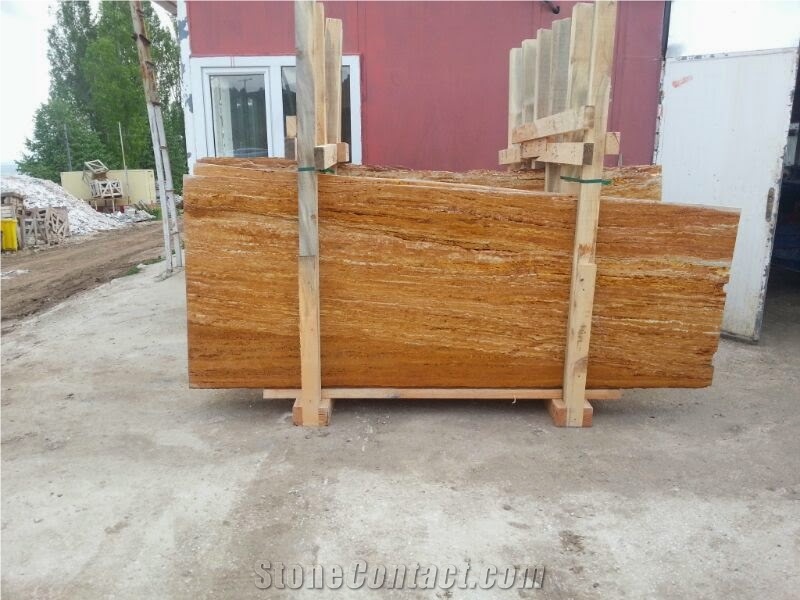 Yellow (Golden,Amarillo,Giallo) Travertine Blocks, Slabs, Tiles, Antea Yellow Travertine Block