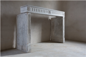 French Limestone Antique Lodewijk Xvi Style Fireplace, Saint Corneille Blanc White Limestone Fireplaces