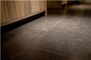 Pierre Bleu De Soignies Classic Floor Tiles, Belgium Black Limestone